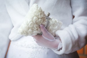wedding handbag in bride's hand